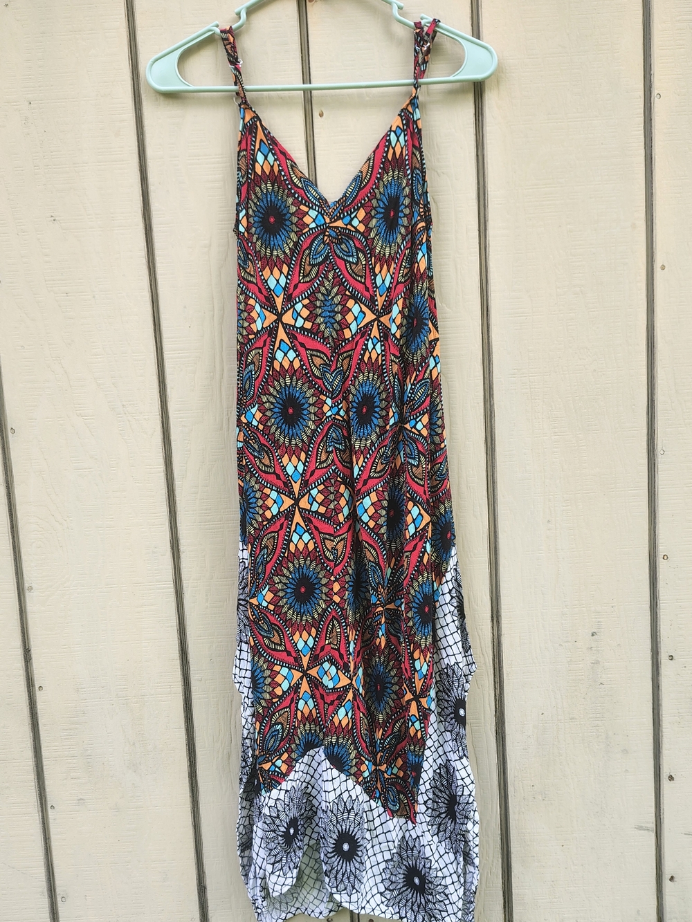 Boho Midi Fairycore Slip Dress Boho Festival Spaghetti Straps Hanky Hemline